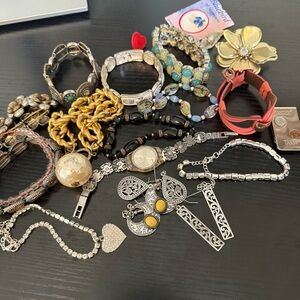 Junk Jewelry Lot plus Ladies Swatch Watch and Money Clip
